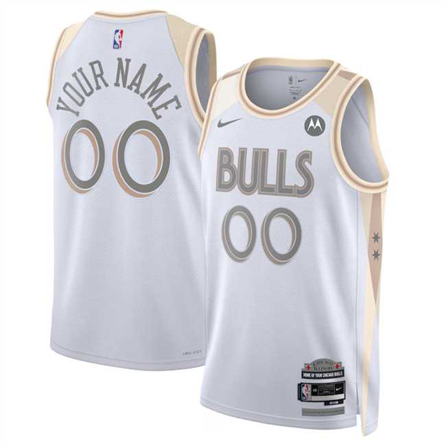 Men%27s Chicago Bulls Active Player Custom White 2024-25 City Edition Stitched Basketball Jersey->customized nba jersey->Custom Jersey